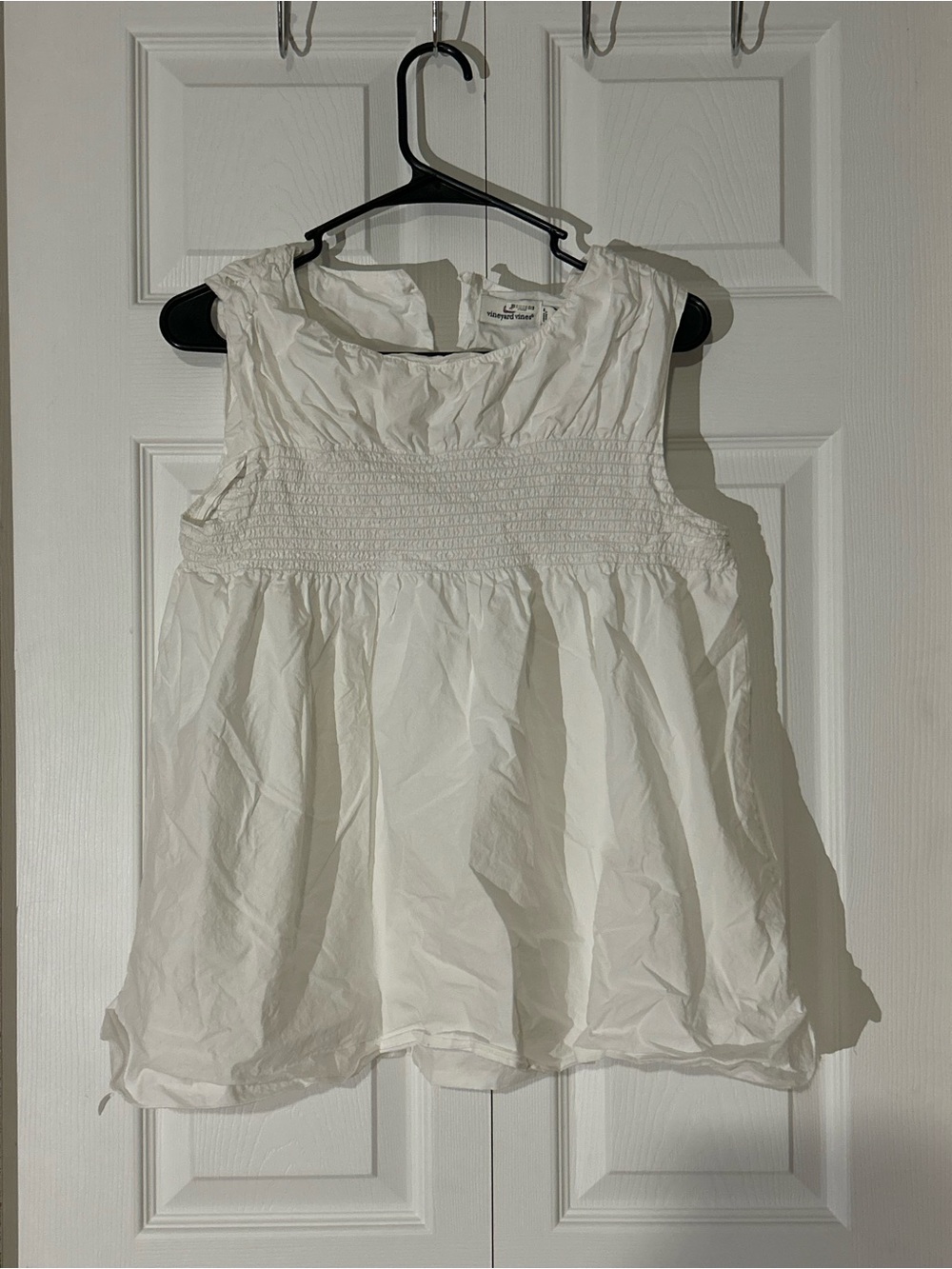Vineyard Vines White Smocked Sleeveless Girls Top
